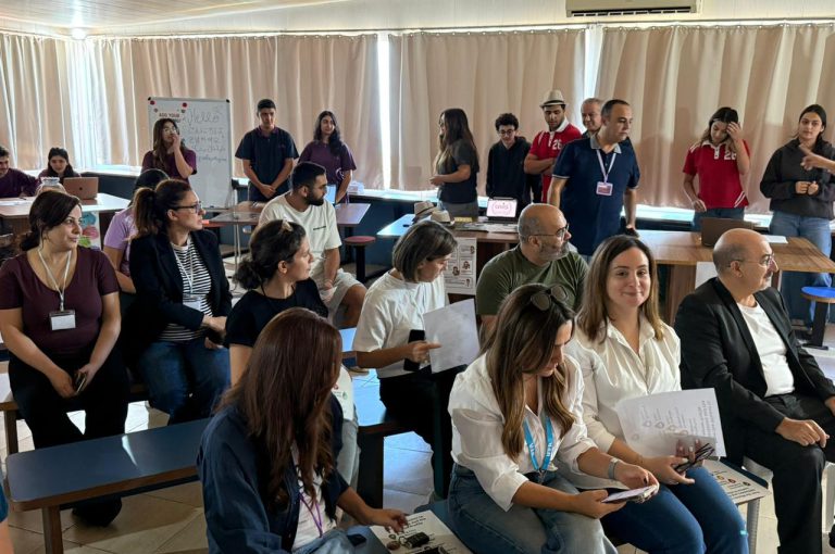 IBDP students at LWIS-AiS Upper Campus presenting and discussing their projects during the Gallery Walk in Lebanon.