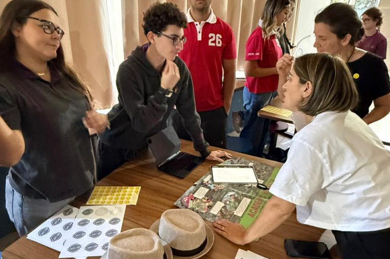IBDP students at LWIS-AiS Upper Campus presenting and discussing their projects during the Gallery Walk in Lebanon.