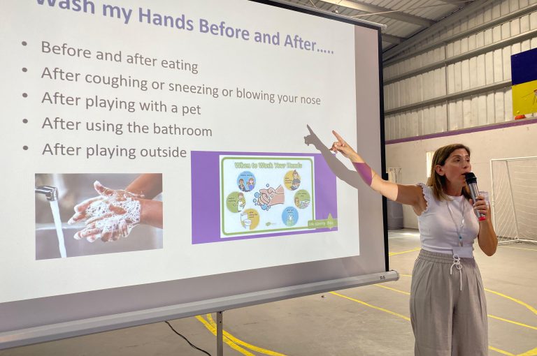 LWIS-AiS lower campus students attending a session on health and safety
