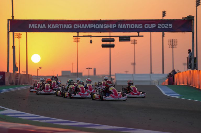 Alex Noah Mghabghab from LWIS-AiS holding his trophy after winning 1st place at the MENA Karting Competition in Qatar – representing Lebanon with pride.