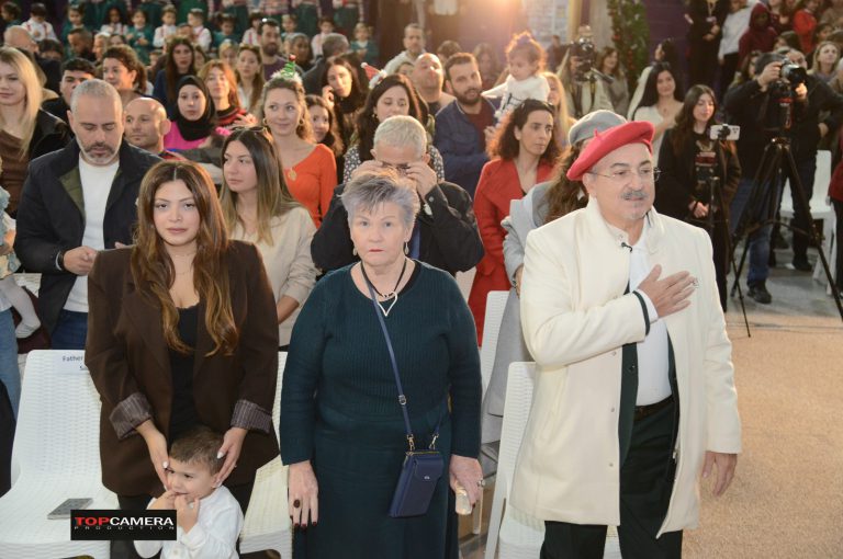 The Christmas show with students in colorful costumes.