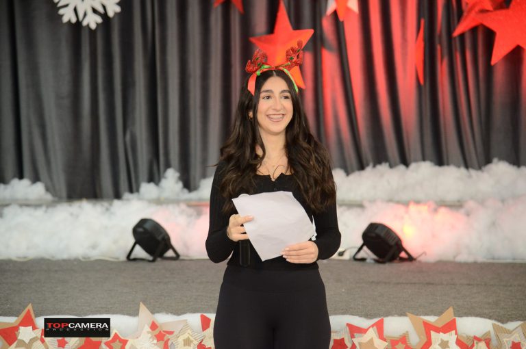 The Christmas show with students in colorful costumes.