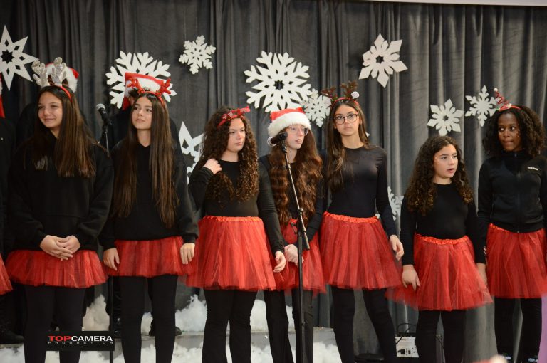 The Christmas show with students in colorful costumes.