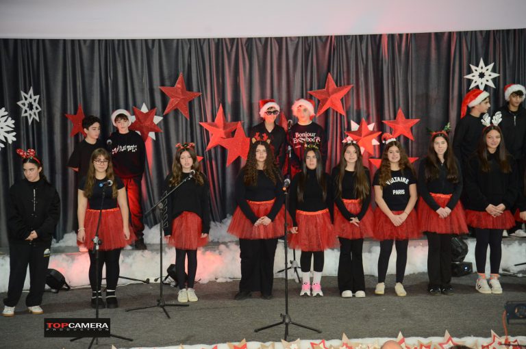 The Christmas show with students in colorful costumes.