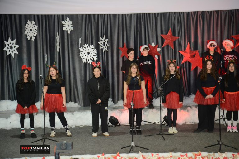 The Christmas show with students in colorful costumes.