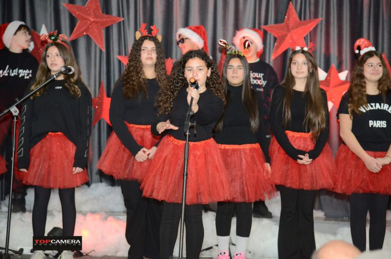 The Christmas show with students in colorful costumes.