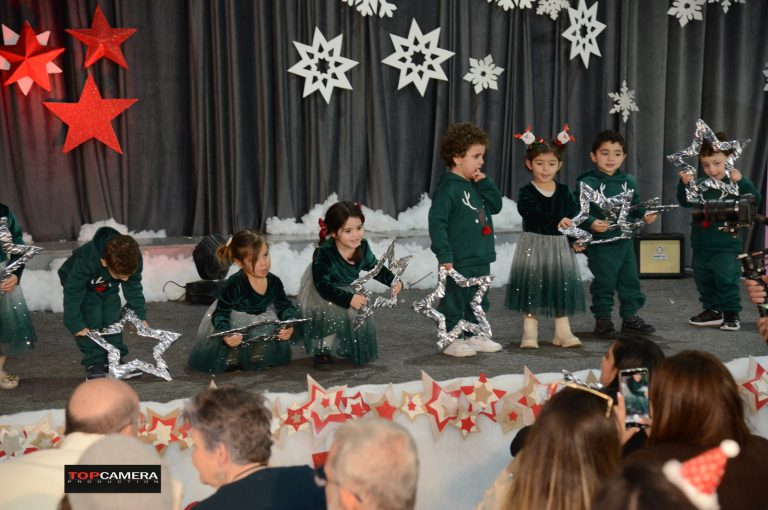 The Christmas show with students in colorful costumes.