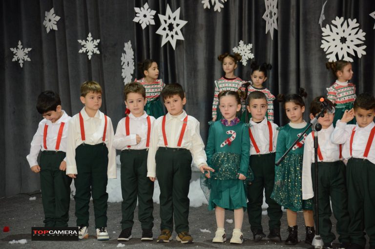 The Christmas show with students in colorful costumes.