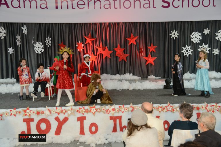 The Christmas show with students in colorful costumes.