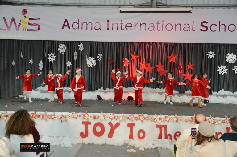The Christmas show with students in colorful costumes.