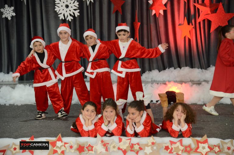 The Christmas show with students in colorful costumes.