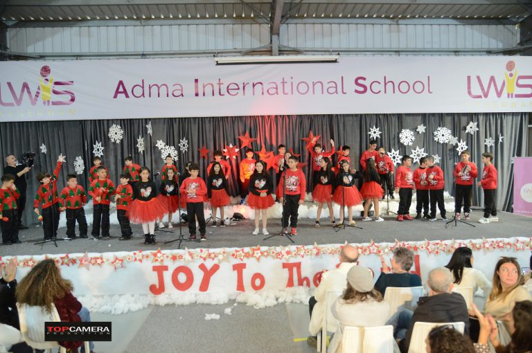 The Christmas show with students in colorful costumes.