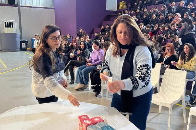 Students present tributes during a Teachers’ Day assembly at the Lower Campus.