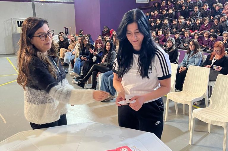 Students present tributes during a Teachers’ Day assembly at the Lower Campus.