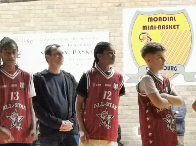 Grade 5 player Kyle Eid competing at the Mondial Minibasket Tournament in France. Selected for the All-Star Game after strong performances with Brainers Basketball Academy.