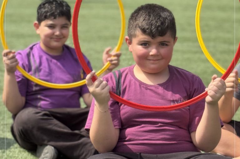Students at LWIS Adma International School taking part in Sports Day activities through collaboration with Miami Fitness Factory, combining fitness, fun, and teamwork.