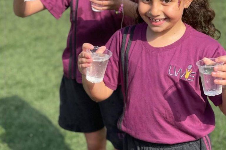 Students at LWIS Adma International School taking part in Sports Day activities through collaboration with Miami Fitness Factory, combining fitness, fun, and teamwork.