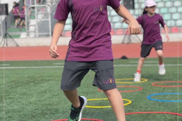 Students at LWIS Adma International School taking part in Sports Day activities through collaboration with Miami Fitness Factory, combining fitness, fun, and teamwork.