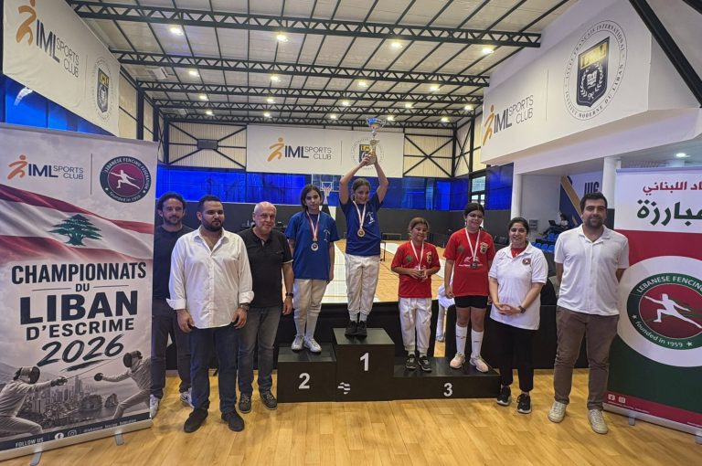 Daisy and Wendy proudly display their medals after their outstanding performances at the Lebanese Épée Championships while representing Club La Tour Aintoura.