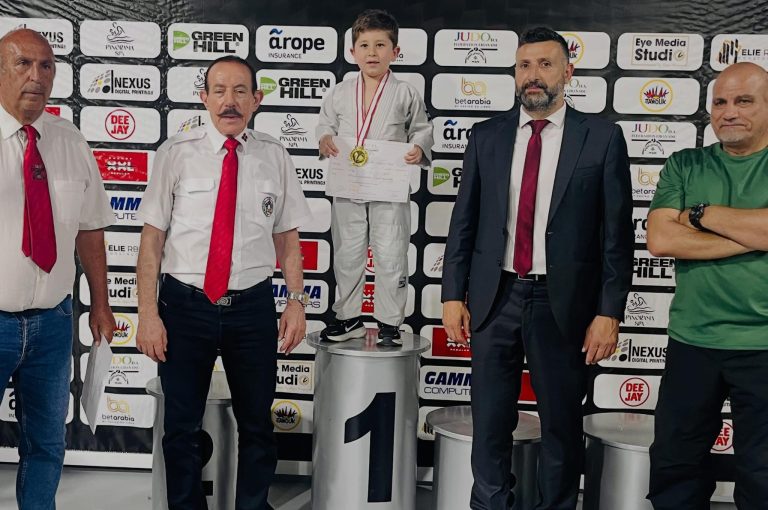 Young judo champion Vicken Margossian proudly celebrates his first-place victory in the Lebanese Judo Championship for the 2018–2019 age category, displaying confidence, sportsmanship, and dedication while representing Lebanon. 🥇🥋