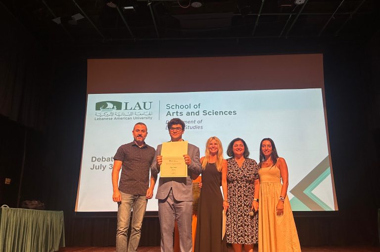 Grade 10 student Kye Aoun proudly celebrates his achievements at the LAU Debate Boot Camp, where he helped lead his team to 1st Place and received the 2nd Place Overall Best Speaker award.
